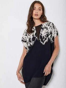 Image of Mint Velvet Ava Print Cocoon Tee - Black