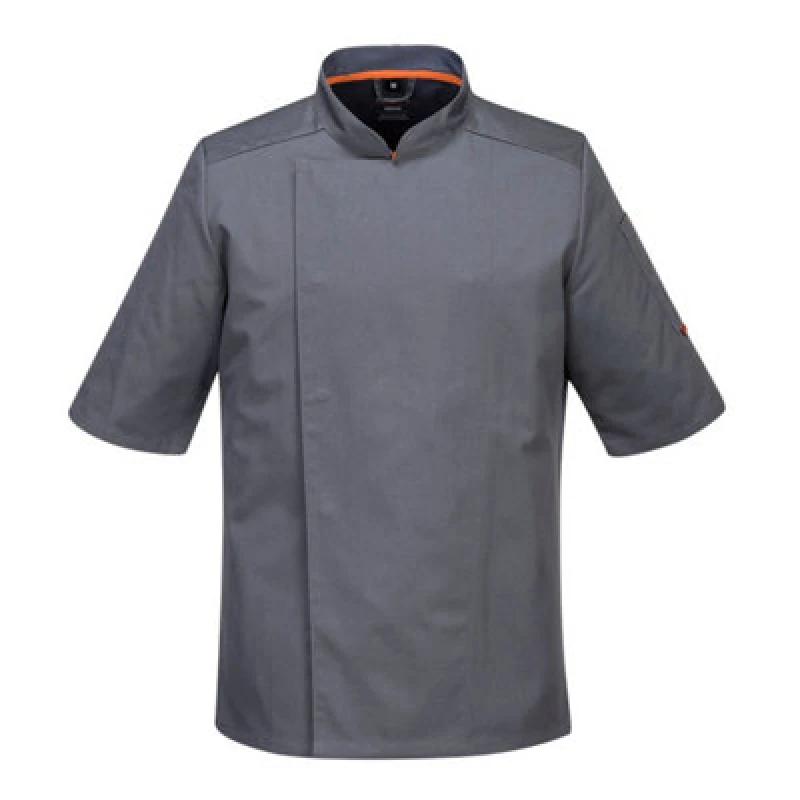 Image of Portwest MeshAir Pro Short Sleeve Chefs Jacket C738SGRS Colour: Slate Grey