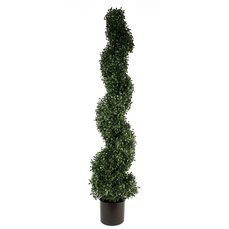 Image of Leaf Artificial Topiary Boxwood Tree Spiral Topiary - UV PROTECTED Botanik Green