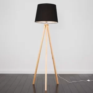 Image of Barbro Light Wood with XL Black Aspen Shade