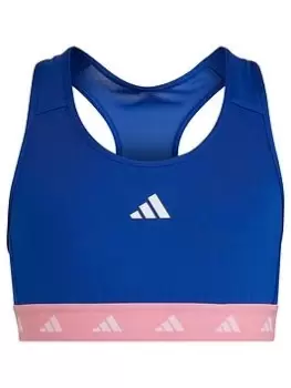 Image of adidas Junior Girls Tech-fit Sports Medium Bra, Bright Blue, Size 11-12 Years, Women