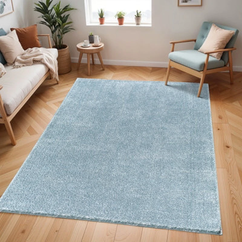 Image of Livabliss Shaggy Solid Color Plush Pile Denim Claire Area Rug 140 X 200 Cm - Easy Care, Non Shedding, Ideal For Living Room & Bedroom