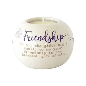 Image of Said with sentiment Ceramic Tealight Candle Holder - Friendship