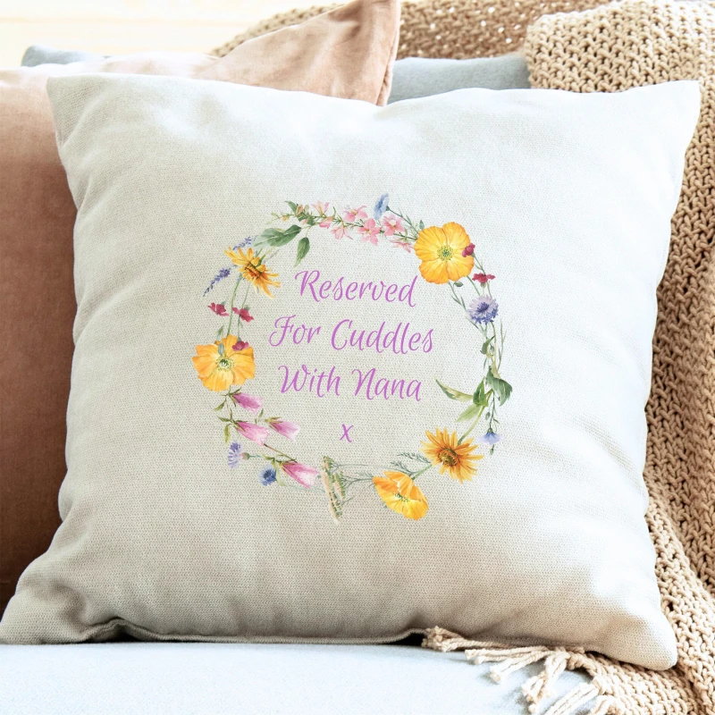Image of Aye Do Gifts Colourful Flowers Cushion-Cuddles With Nana 7679-L Cream unisex One Size