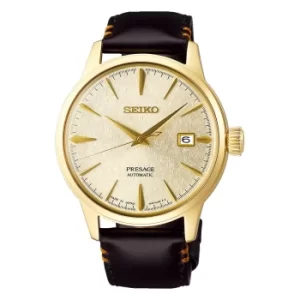Image of Seiko Presage Automatic White Dial Brown Leather Strap Mens Watch SRPH78j1