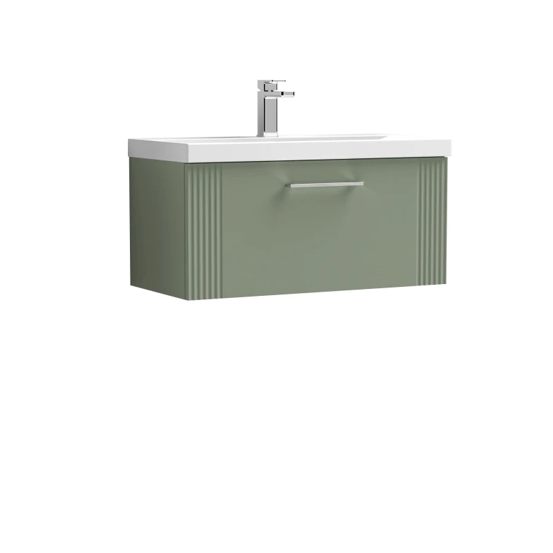 Image of Balterley 1 Drawer Wall Hung Vanity Unit MidEdge Basin Green 800mm Green