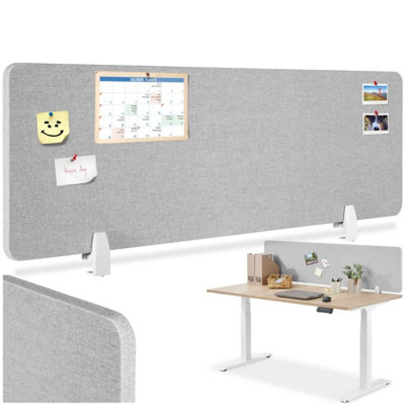 Image of Tectake Desk Partition Noisy - Sound-Absorbing 160 X 40 Cm - Grey