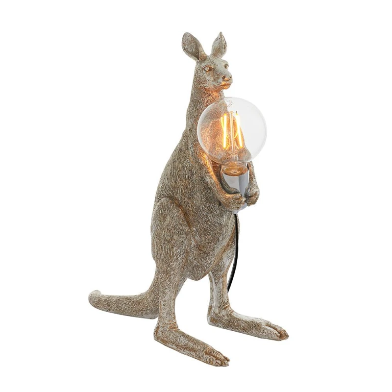 Image of Loops Vintage Silver Kangaroo Table Light - Resin Figure - Chrome Plated Lamp Holder Metallics