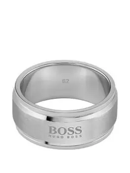 Image of BOSS Logo Ring - Large, Silver, Men