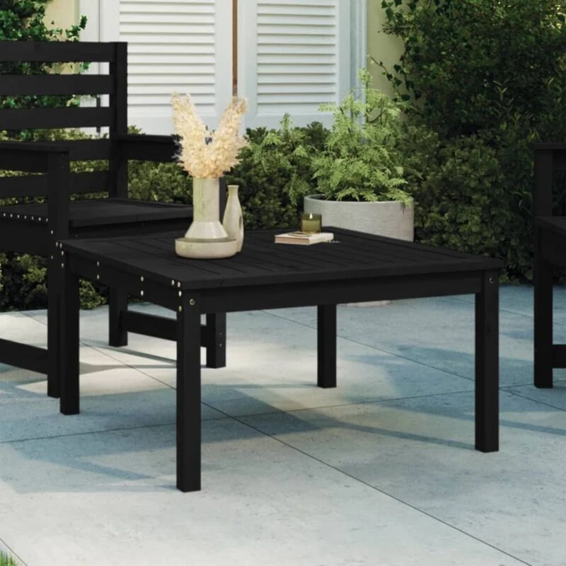 Image of JINLEFU Garden Table Black 82.5x82.5x45cm Solid Wood Pine vidaXL JRVDZX-824124_DE