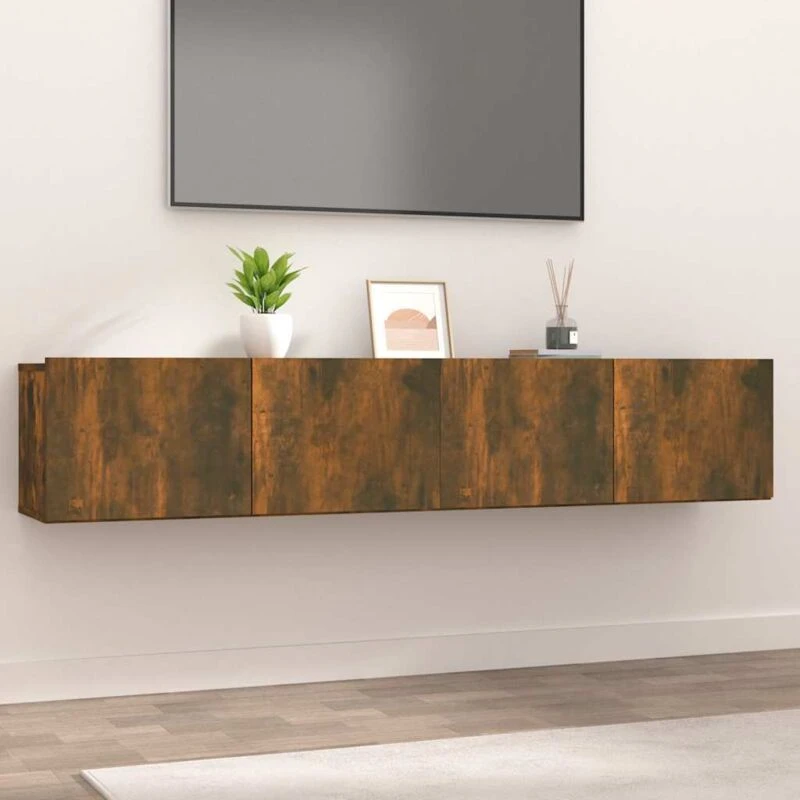Image of Vidaxl TV Cabinets 2 Pcs Smoked Oak 80X30X30 Cm Engineered Wood, Brown 820463