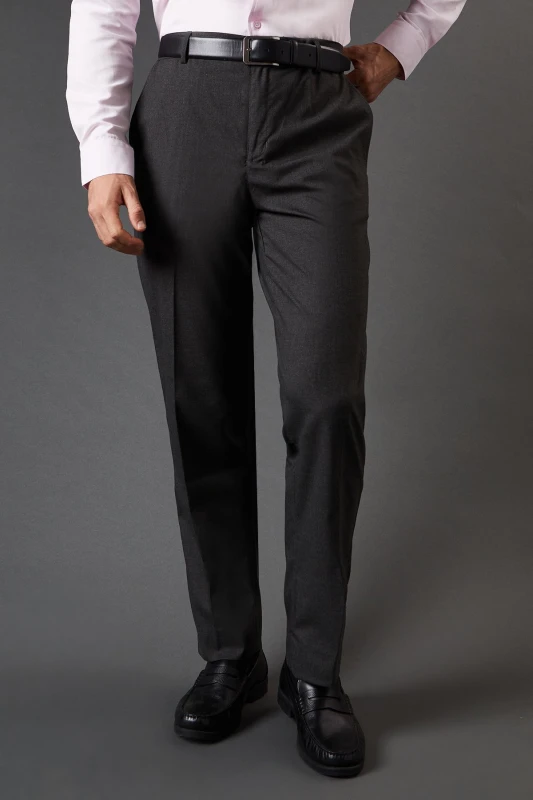 Image of Burton Mens Charcoal Tailored Fit Smart Trousers Charcoal 36R Male BBB05313