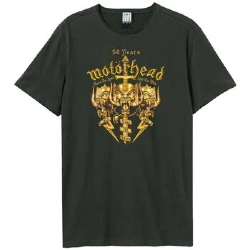Image of Amplified Amplified Men Crest 50th Motorhead T-Shirt in Dark Grey Size: X-Small Dark Grey XS Male 5063852070947