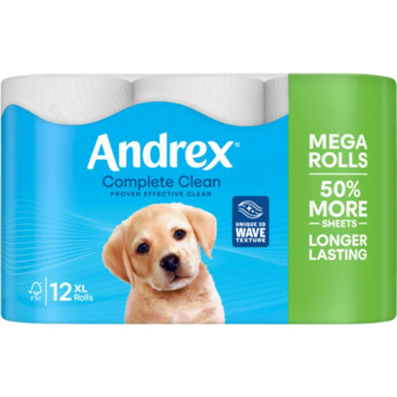 Image of Andrex Complete Clean Mega Toilet Roll 2-Ply 290 Sheets (12 Pack) 4982014