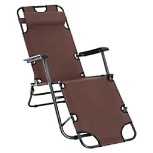 Image of Outsunny Lounger 84B-043BN Metal, Oxford Brown