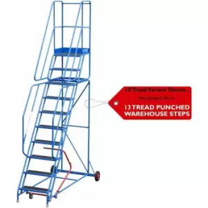 Image of Loops - 13 Tread Mobile Warehouse Stairs Punched Steps 4.25m EN131 7 blue Safety Ladder