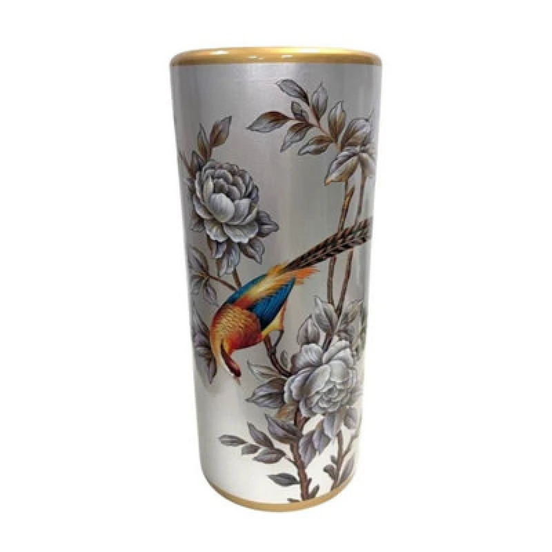 Image of 18 Inch Floral Silver Umbrella Stand - Ceramic - L20 x W20 x H46cm MinsterStylishLivingLtd885