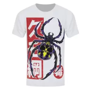 Image of Unorthodox Collective Mens Spider Skull Tattoo T-Shirt (L) (White/Red/Purple)