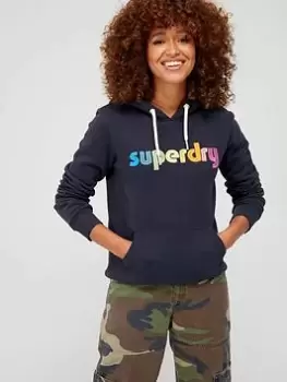 Image of Superdry Vintage Rainbow Hoodie - Blue Size 10, Women