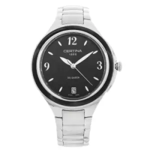 Image of Ladies Certine DS Queen Black Face Silver Watch