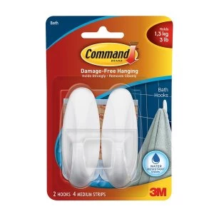 Image of 3M Command Medium Adhesive Hooks with Water Resistant Strips