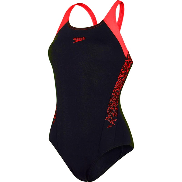 Image of Speedo Boom Splice Muscleback Swimsuit Black/Lava 32"