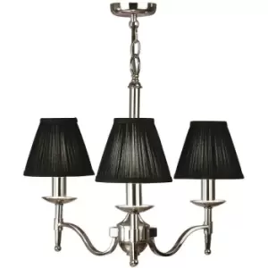 Image of Avery Ceiling Pendant Chandelier Light 3 Lamp Bright Nickel & Black Pleat Shade
