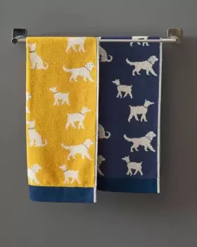 Image of Cotton Traders 2 Pack Dog Jacquard Hand Towel in Yellow