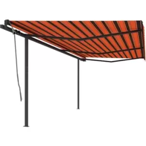 Image of Manual Retractable Awning with Posts 6x3 m Orange and Brown vidaXL - Multicolour