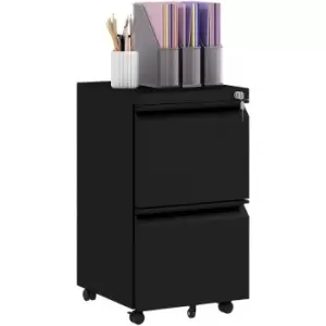 Image of Vinsetto Steel File Cabinet with Lock and Hanging Bar for Letter A4 Legal Size - Black