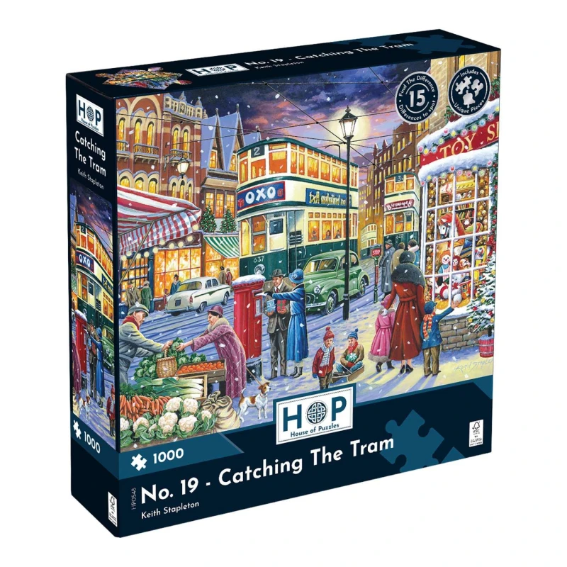 Image of The House Of Puzzles No. 19 - Catching The Tram, 1000 Piece Jigsaw Puzzle Multicolor Unisex