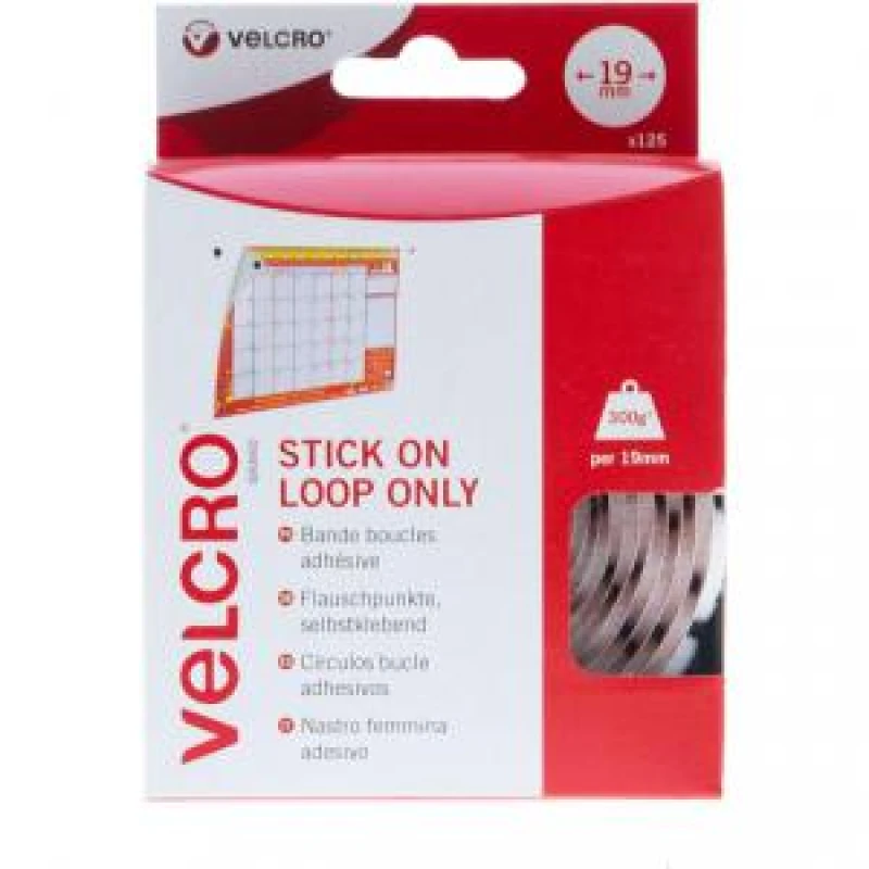 Image of Velcro Stick On Coins Loop Only 19mm White Pack 125 - 7183 62495RY EXR62495RY