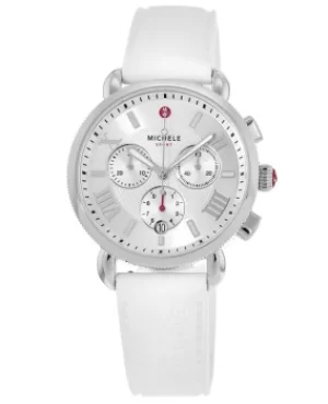 Image of Michele Sport Sail Silver Dial White Silicone Strap Womens Watch MWW01P000001 mww01p000001