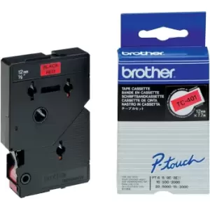 Image of Brother TC-401 DirectLabel Black on red 12mm x 7,7m for Brother...