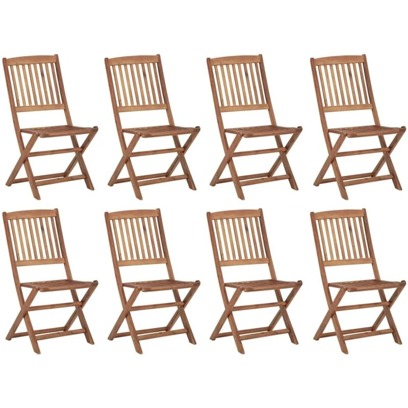 Image of VIDAXL Folding Outdoor Chairs 8 pcs Solid Acacia Wood Vidaxl 3075112