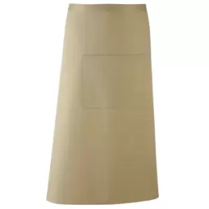 Image of Premier Unisex Colours Bar Apron / Workwear (Long Continental Style) (Pack of 2) (One Size) (Khaki)