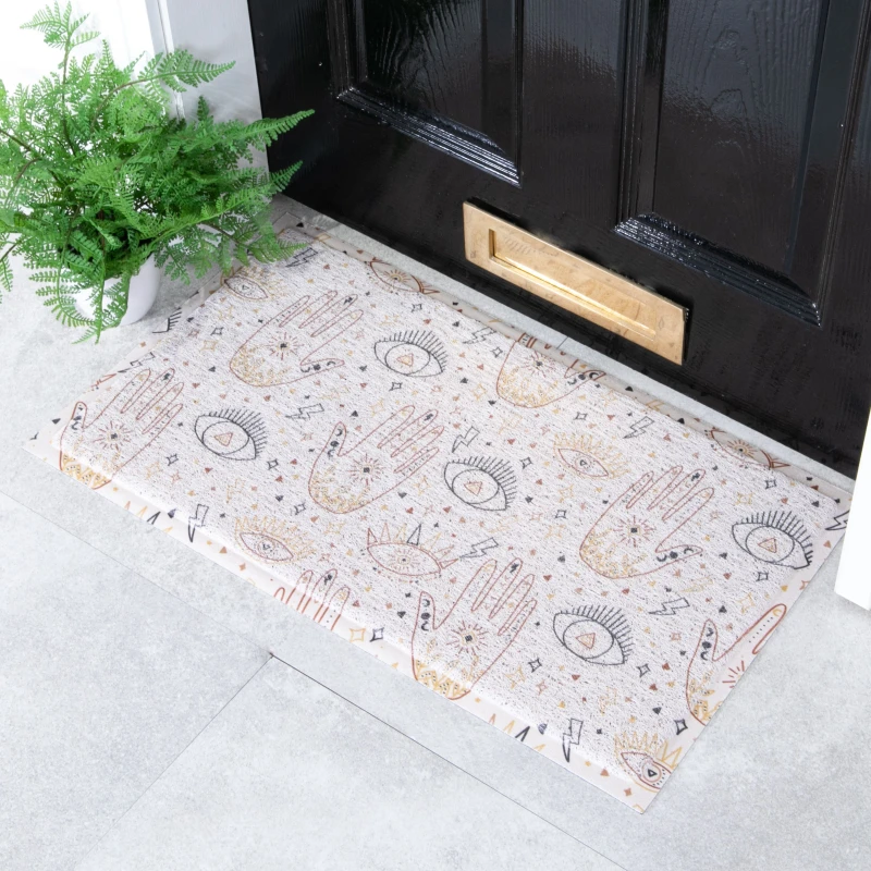 Image of Native Natural Hands And Eyes Pattern Doormat (70 X 40Cm)