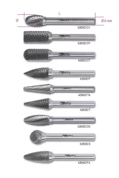 Image of Beta Tools 426 MD/F8 1x Rotary Burr (Check Image for Head Shape) 004260514