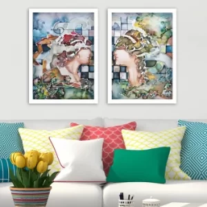 Image of SET_123 Multicolor Decorative Framed Painting (2 Pieces)