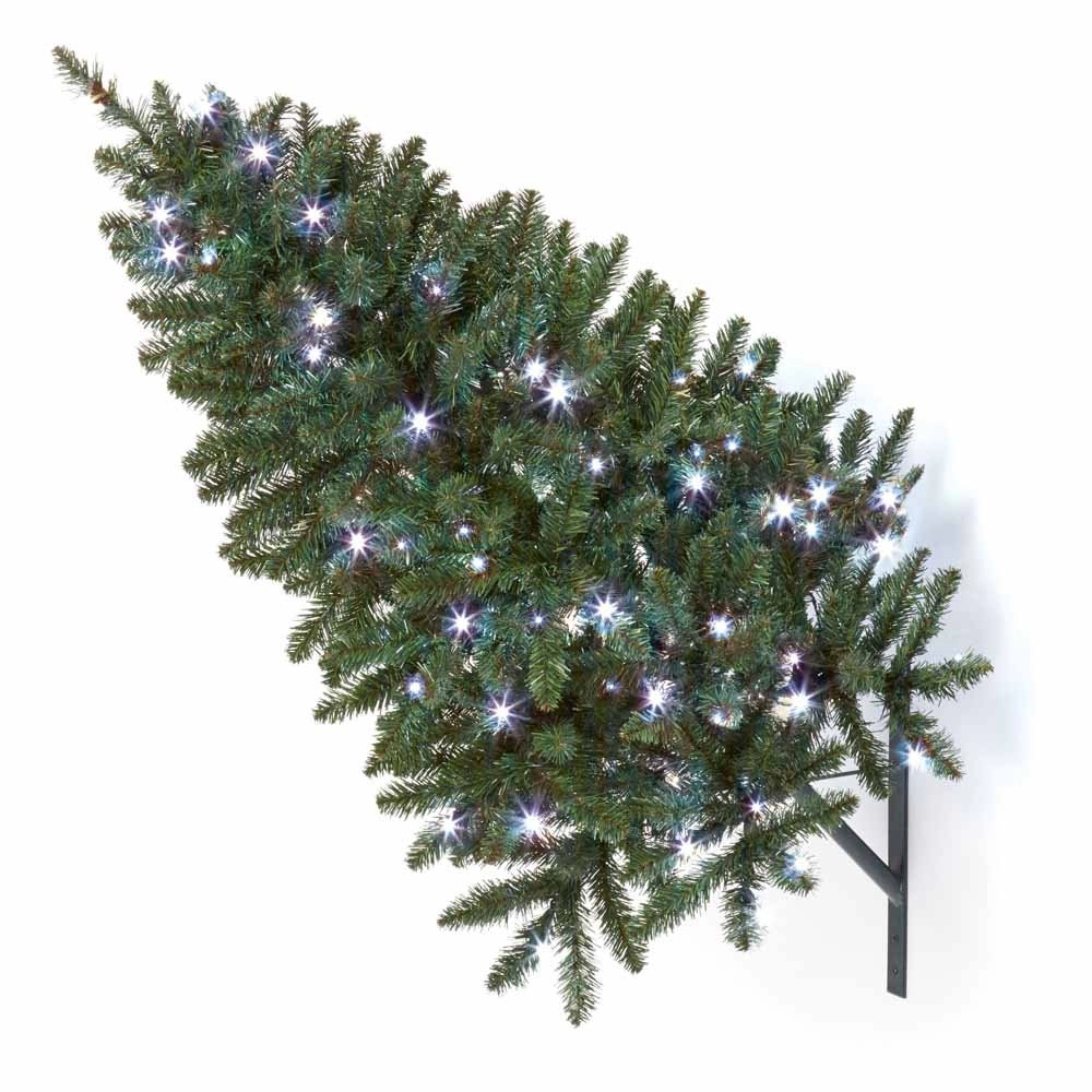 Image of Premier 90cm PreLit with White LED Wall Mounted Artificial Christmas Tree PVC with metal base and frame