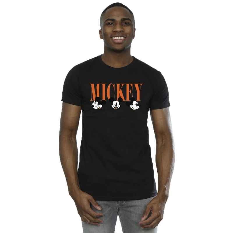 Image of Disney Men Mickey Mouse Faces T-Shirt in Black Size: Small Black S Male 5063153623514