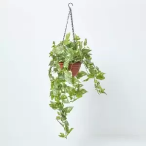 Image of Artificial Ivy Hanging Basket, 100cm - Green - Homescapes