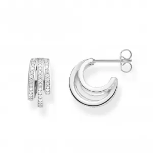 Image of Sterling Silver White Hoop Earrings CR652-051-14
