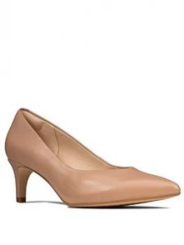 Image of Clarks Laina55 Leather Mid Heel Court Shoe - Beige