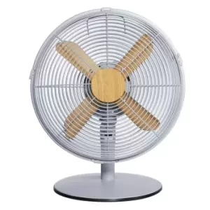 Image of Russell Hobbs RHMDF1201WDG 12" Scandi Desk Fan In Grey And Wood Effect