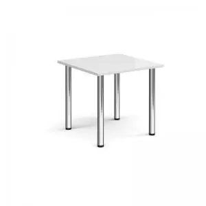 Image of Rectangular chrome radial leg meeting table 800mm x 800mm - white