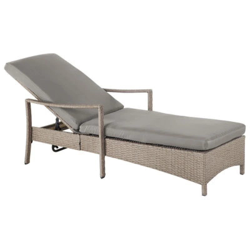 Image of Beliani Sun Lounger With Cushion Vasto Reclining Pe Rattan Taupe