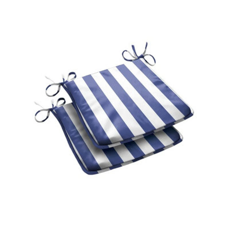 Image of Luxury Living Wide Striped Outdoor Tapezoid Shape Seat Pad Blue
