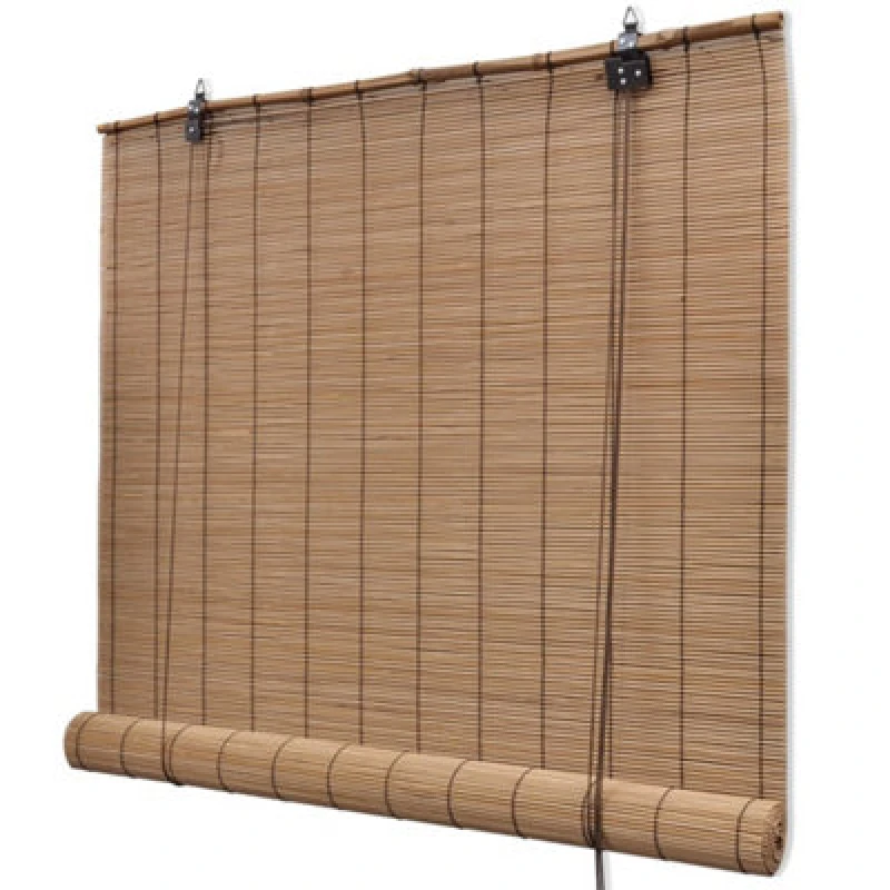 Image of Vidaxl Brown Bamboo Roller Blinds 140 X 160 Cm
