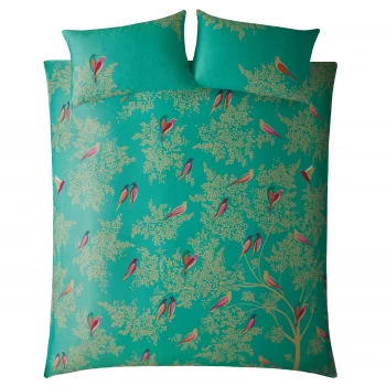 Image of Sara Miller Green Birds Duvet Set - Teal - Single